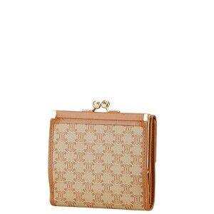 Celine Macadam beige brown wallet leather fold tri